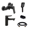 Купити Комплект змішувачів для душу Qtap Nihonto  Black Matt QTNH4022101CB+QTNH1022101CB з лійкою, шлангом та кронштейном , QTNH4022101CB47430 / SD00053554 , в категории Набори змішувачів , от бренда Qtap  Інтернет-магазин сантехніки ✓ Кращі ціни на ринку