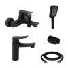 Купити Комплект змішувачів для ванни Qtap Nihonto Black Matt QTNH3022101DCB+QTNH1022101CB з лійкою, шлангом та кронштейном , QTNH3022101DCB47431 / SD00053555 , в категории Набори змішувачів , от бренда Qtap  Інтернет-магазин сантехніки ✓ Кращі ціни на рин