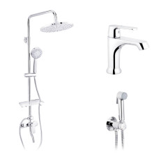Набор 3 в 1 душова система Kroner Armada-C064K + змішувач Armada-C010 + змішувач Bidet-C082