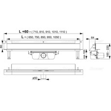 Водосточний жолоб APZ5-SPA-Twin-750 з решітками, Alcaplast APZ5-TWIN-750