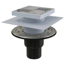 Зливний трап 150x150/50/75, підводка–пряма, Alcaplast APV4444