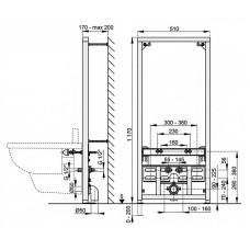 Монтажна рама для біде 510x100x1200, Alcaplast A105/1200